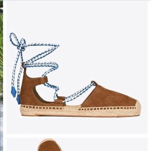 Tory Burch POSITANO LACE-UP FLAT ESPADRILLE 9.5